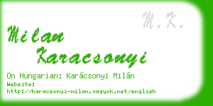 milan karacsonyi business card